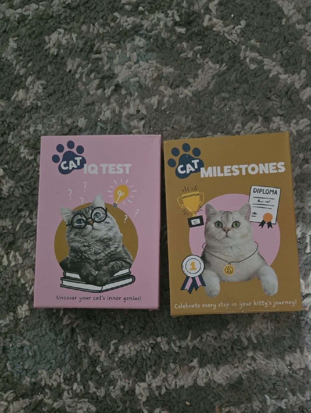 Milestones & IQ Test Cat Card Games - Pink & Gold